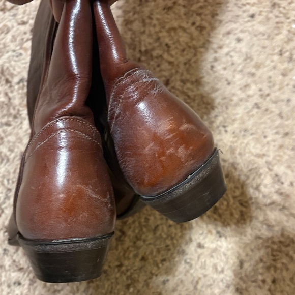Tony Lama Chestnut Leather Heeled Boots - Picture 4 of 10